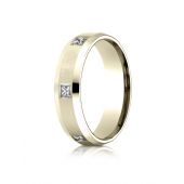 14k Yellow Gold 6mm Comfort-Fit Princess Cut Burnish Set 6-Stone Eternity Ring (0.60)ctw