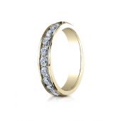 18K YELLOW GOLD 4mm High Polished Channel Set 12-Stone Diamond Ring (.96ct)