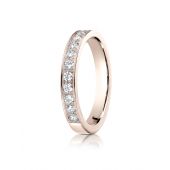 14k Rose Gold 3mm high polish pave set 12 Stone Diamond Ring (.48)