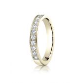 14k Yellow Gold 3mm high polish pave set 12 Stone Diamond Ring (.48)