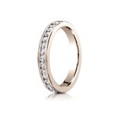 14k ROSE GOLD 3mm Channel Set  Eternity Ring with Milgrain.