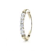 14k Yellow Gold 3mm high polish Shared Prong 6 Stone Diamond Ring (0.48)ctw