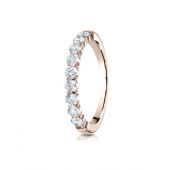 14k Rose Gold 3mm high polish Shared Prong 9 Stone Diamond Ring (0.72) ctw
