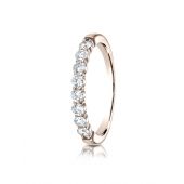 14k Rose Gold 3mm high polish Shared Prong 8 Stone Diamond Ring (0.48)ctw