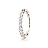 14k Rose Gold 3mm high polish Shared Prong 8 Stone Diamond Ring (0.48)ctw