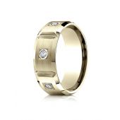 14k Yellow Gold 8mm Comfort-Fit Burnish Set 6-Stone Diamond Eternity Ring (.50ct)