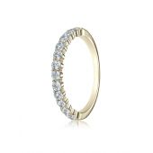 14k Yellow Gold 2.5mm high polish Shared Prong 12 Stone Diamond Ring (0.48)ctw