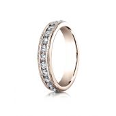 14k ROSE GOLD 4mm Channel Set  Eternity Ring with Milgrain.