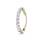 14k Yellow Gold 3mm high polish Shared Prong 9 Stone Diamond Ring (0.72)ctw