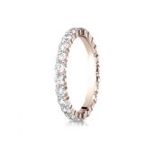 14k Rose Gold 3mm high polish Shared Prong  Diamond Eternity Ring 1.32ctw-1.62ctw.