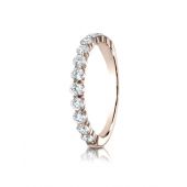 14k Rose Gold 3mm high polish Shared Prong 12 Stone Diamond Ring (0.72)ctw