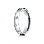 Palladium 4mm Comfort-Fit Burnish Set 12-Stone Diamond Eternity Ring (.24ct)