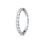 14k White Gold 3mm high polish Shared Prong  Diamond Eternity Ring 1.32- 1.62ctw.