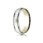 14k Two-Toned 6mm Comfort-Fit High Polished Carved Design Band with Milgrain