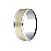 14k Two-Toned 8mm ComfortFit Drop Bevel Satin Finish Design Band