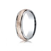 14k Two-Toned 6mm Comfort-Fit Swirl Finish Design Band