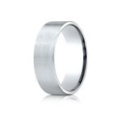 10k White Gold 7mm Comfort-Fit Satin-Finished Carved Design Band