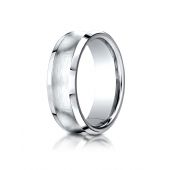 18k White Gold 7.5mm Comfort-Fit Satin-Finished Concave beveled edge  Design Band