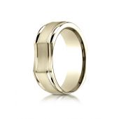 14k Yellow Gold 7mm Ergonomic Comfort-Fit Satin Finish with High Polish Edge Design Band