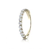 14k Yellow Gold 3mm high polish Shared Prong 12 Stone Diamond Ring (0.72)ctw