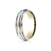 14k Two-Toned 6mm ComfortFit High Polished Carved Design Band