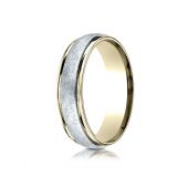 14k Two-Toned 6mm Comfort-Fit Carved Design Band with Swirl Finish