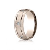 14k Rose Gold 8mm Comfort-Fit burnish Set 6-Stone Diamond Eternity Ring (.32ct)