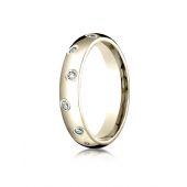 14k Yellow Gold 4mm Comfort-Fit Burnish Set 12-Stone Diamond Eternity Ring (.24ct)