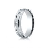 Palladium 6mm Comfort-Fit burnish Set 8-Stone Satin Finish Diamond Eternity Ring (.16ct)