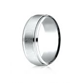 10Kt White Gold 7mm Comfort-Fit Drop Bevel Swirl Finish Center Design Band