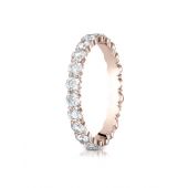 14k Rose Gold 3mm high polish Shared Prong  Diamond Eternity Ring