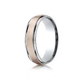 14k Two-Toned 6mm Comfort-Fit Satin Finsh Design Band