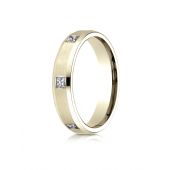 18k Yellow Gold 4mm Comfort-Fit Princess Cut Burnish Set 6-Stone Eternity Ring (.030)ctw