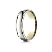 14k TwoToned 6mm Comfort-Fit High Polished Carved Design Band