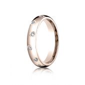 14k Rose Gold 4mm Comfort-Fit Burnish Set 12-Stone Diamond Eternity Ring (.24ct)