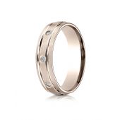 14k Rose Gold 6mm Comfort-Fit burnish Set 8-Stone Satin Finish Diamond Eternity Ring (.16ct)