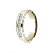 14k Yellow Gold 6mm Comfort-Fit Channel Set 7-Stone Diamond  Ring (0.42ct)