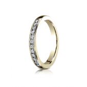 14k YELLOW GOLD 3mm High Polished Channel Set 12-Stone Diamond Ring (.24ct)