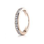 14k ROSE GOLD 3mm High Polished Channel Set 16-Stone Diamond Ring (.32ct)