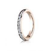 14k ROSE GOLD 3mm High Polished Channel Set 12-Stone Diamond Ring (.48ct)