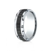 Cobaltchrome 8mm Comfort-Fit Beveled Edge Black Titanium Riveted Inlay Design Ring