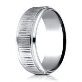 Cobaltchrome 8 mm Comfort Fit Horizonal Bark Pattern Design Ring