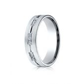 18k White Gold 6mm Comfort-Fit Etched Channel Set 9-Stone Diamond  Ring (.18ct)