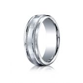 Palladium 7.5mm Comfort-Fit Satin-Finished Rope Carved Design Band