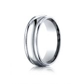 14k White Gold 7.5mm Comfort-Fit  Milgrain high polish carved Design Band