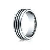 Cobaltchrome 7.5mm Comfort-Fit 3 Black Channel Design Ring
