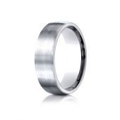 14k White Gold 7.5mm Comfort-Fit  Satin Finish Design Band