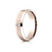 14k Rose Gold 6mm Comfort-Fit Beveled Burnish Set 1-Stone Diamond Ring (.08ct)