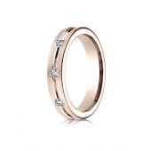 14k Rose Gold 6mm Comfort-Fit Etched Burnish Set 8-Stone Diamond Eternity Ring (.32ct)