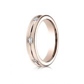 14k Rose Gold 4mm Comfort-Fit Princess Cut Burnish Set 6-Stone Eternity Ring (0.30)ctw